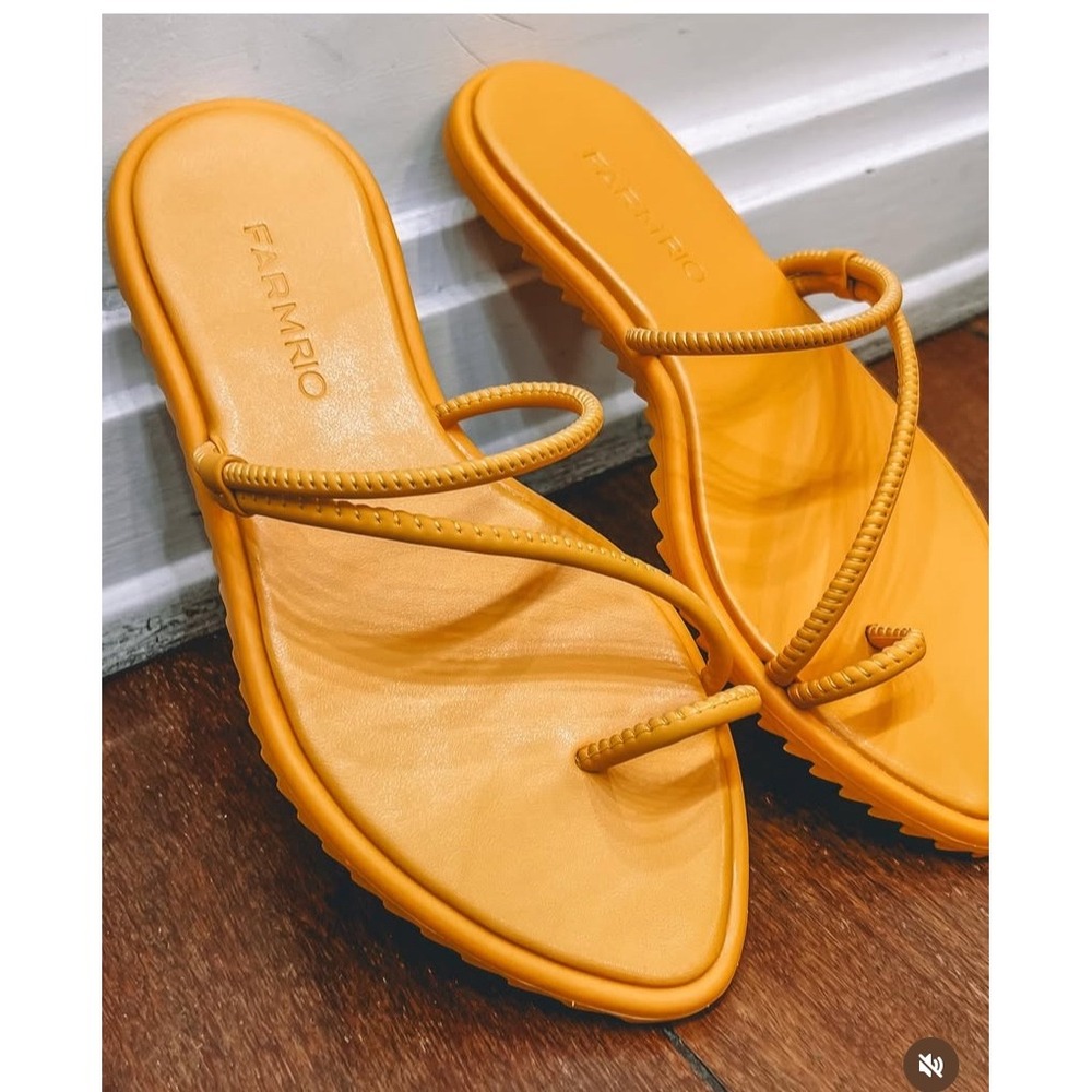 Farm Rio Womens Mustard Yellow Cord Strap Toe Loop Slingback Sandals Size 7.5 - Picture 2 of 9